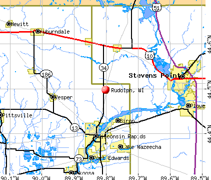 Rudolph, WI map