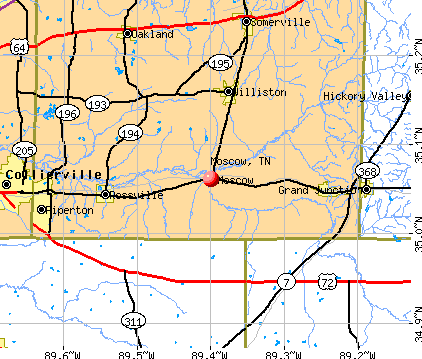 Moscow, TN map
