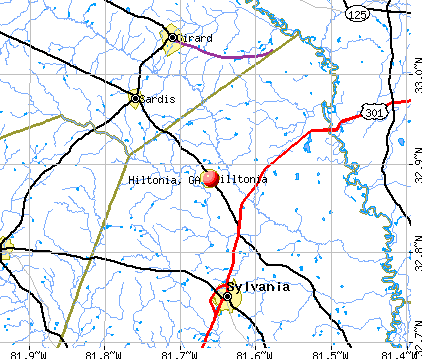 Hiltonia, GA map
