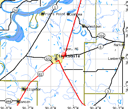 Lyon, MS map