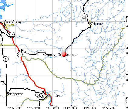 Weippe, ID map