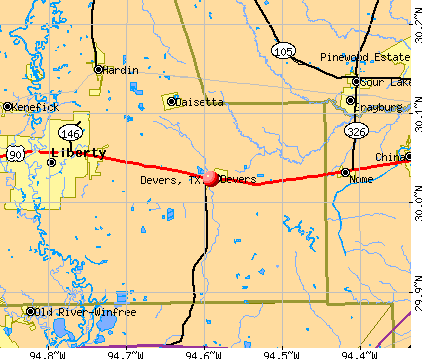 Devers, TX map
