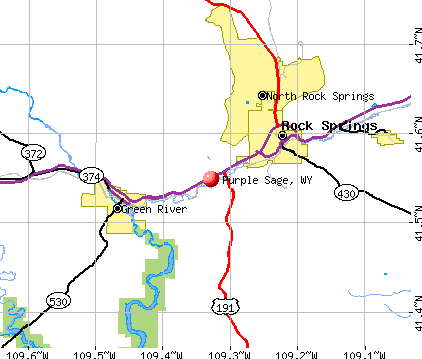 Purple Sage, WY map