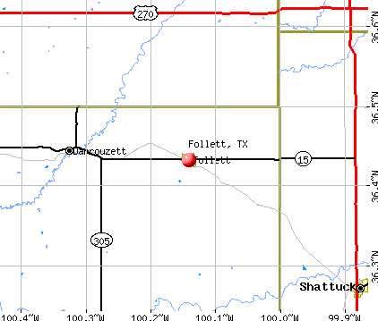 Follett, TX map