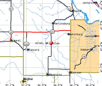 Allen, NE map