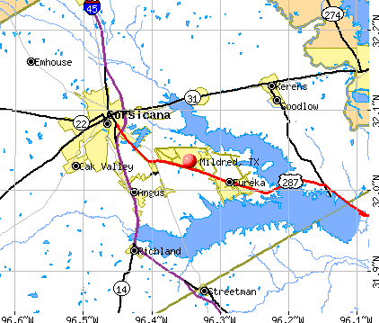 Mildred, TX map