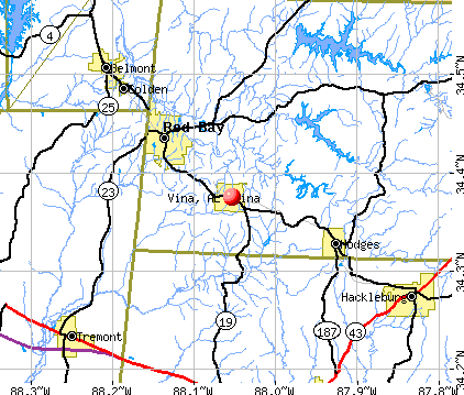 Vina, Alabama (AL 35593) profile: population, maps, real estate