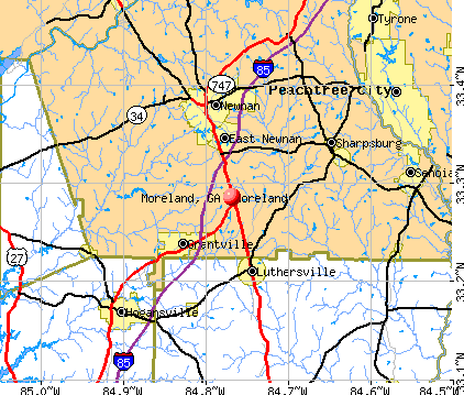 Moreland, GA map