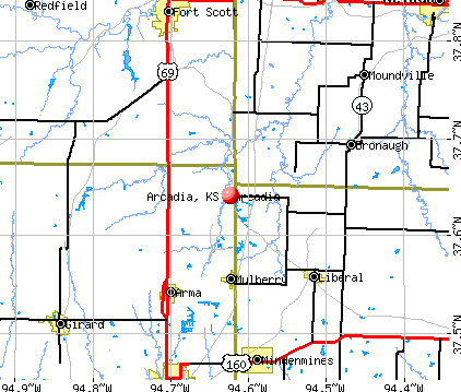 Arcadia, KS map