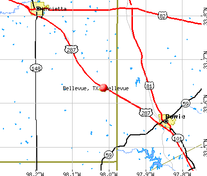 Bellevue, TX map