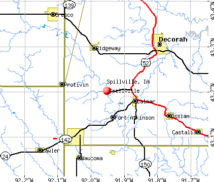 Spillville, IA map