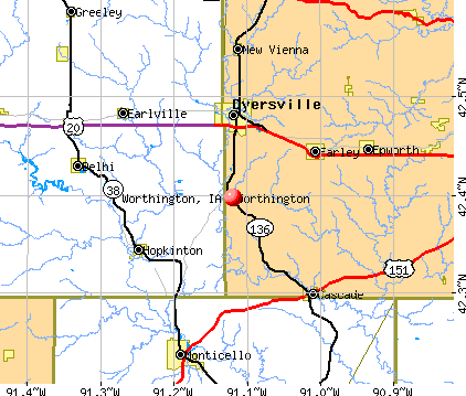 Worthington, IA map