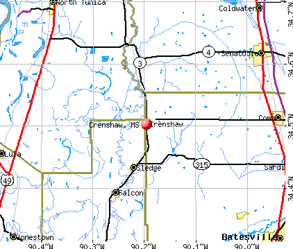 Crenshaw, MS map