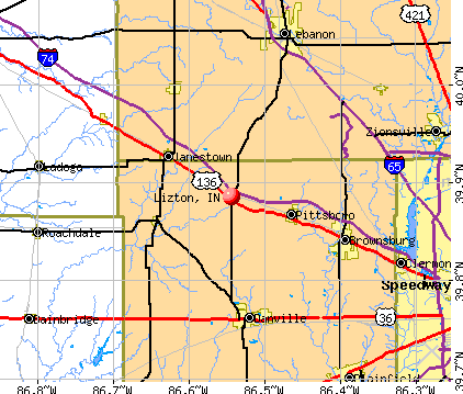 Lizton, IN map