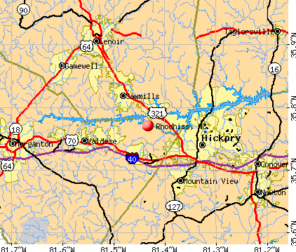 Rhodhiss, NC map