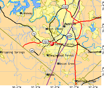 Sunset Valley, TX map