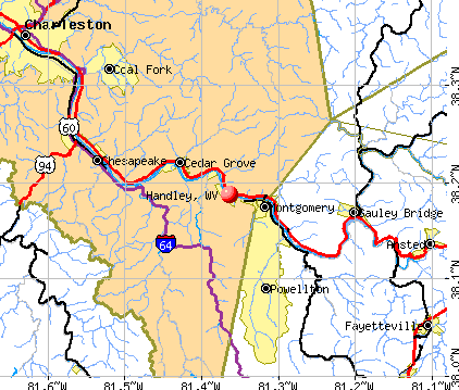 Handley, WV map