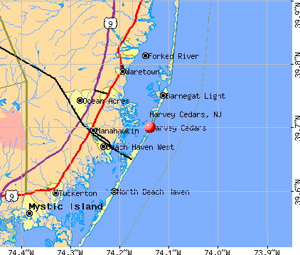 Harvey Cedars, NJ map