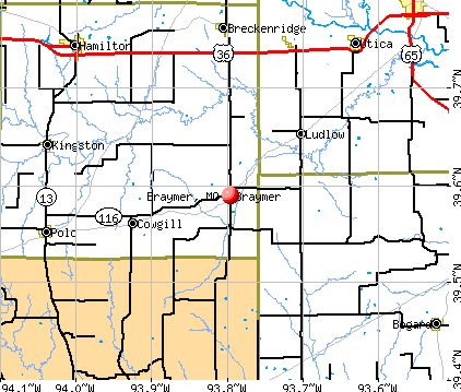 Braymer, MO map