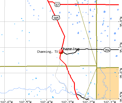 Channing, TX map