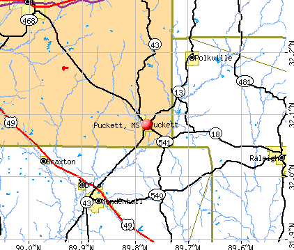 Puckett, MS map