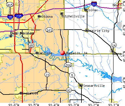 Runnells, IA map