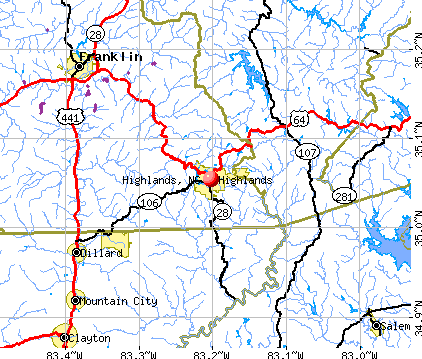 Highlands, NC map
