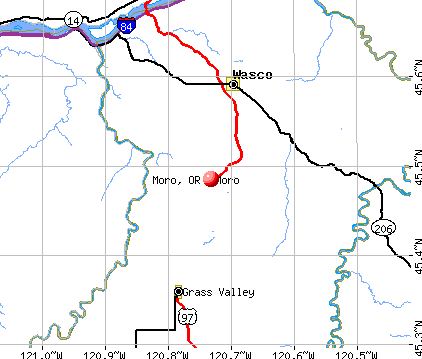 Moro, OR map
