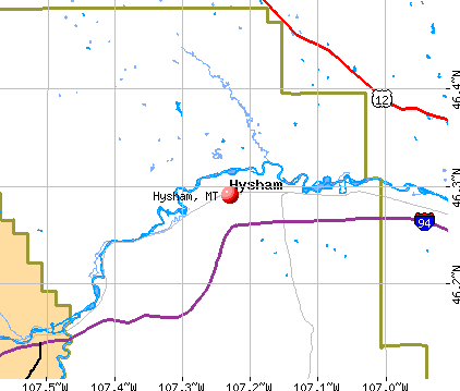 Hysham, MT map