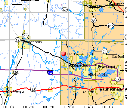 Lac La Belle, WI map