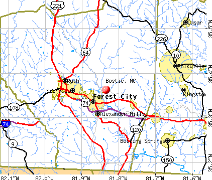 Bostic, NC map