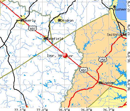 Ivor, VA map