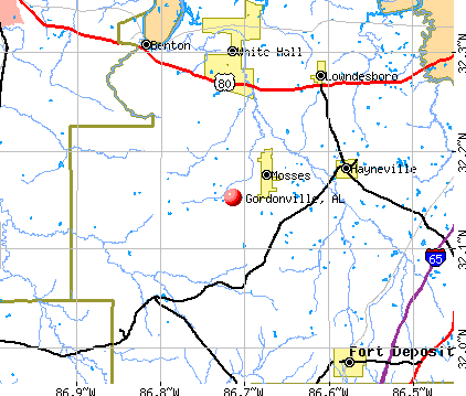 Gordonville, AL map