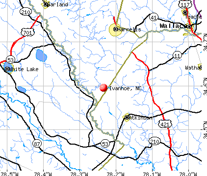 Ivanhoe, NC map