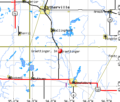 Graettinger, IA map