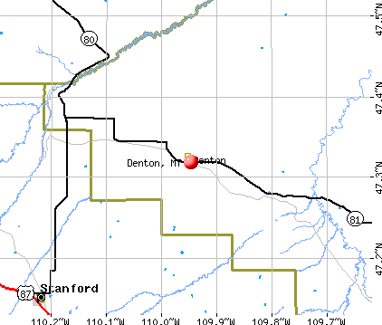 Denton, MT map