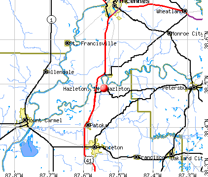 Hazleton, IN map