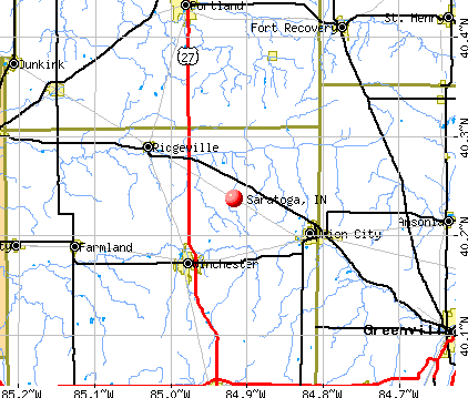 Saratoga, IN map
