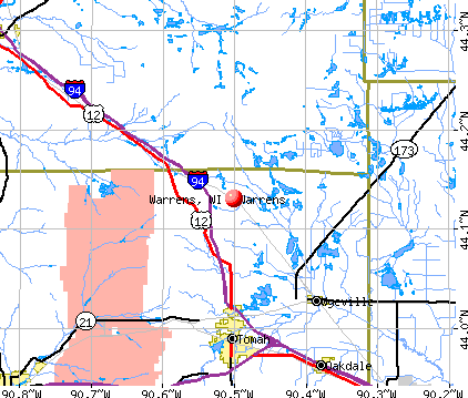 Warrens, WI map