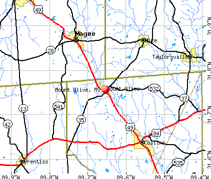 Mount Olive, MS map