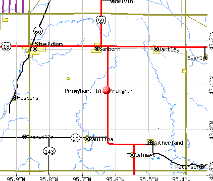 Primghar, IA map