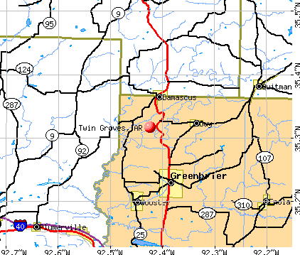 Twin Groves, AR map