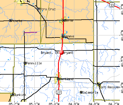 Bryant, IN map