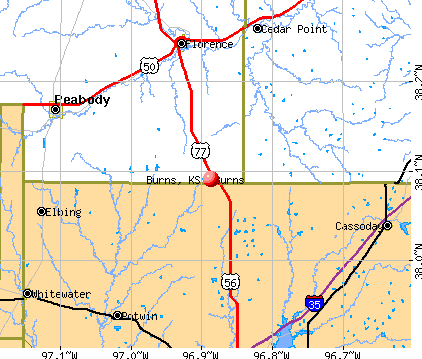 Burns, KS map