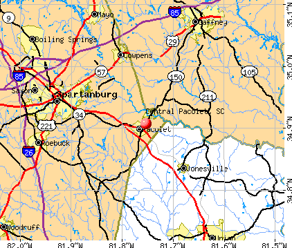 Central Pacolet, SC map