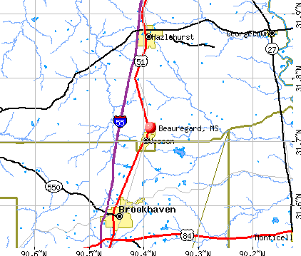 Beauregard, MS map