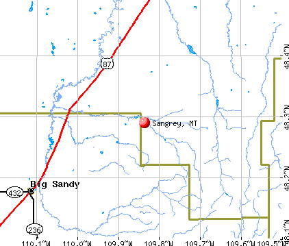Sangrey, MT map