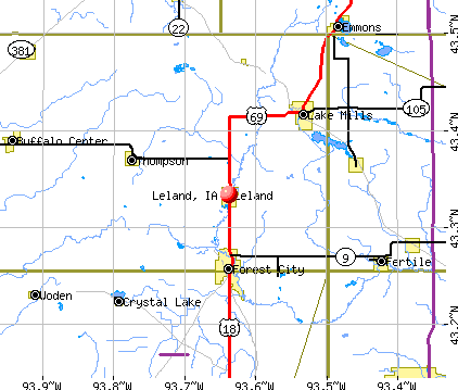 Leland, IA map