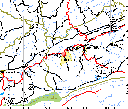 Wallins Creek, KY map
