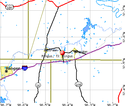 Mingus, TX map